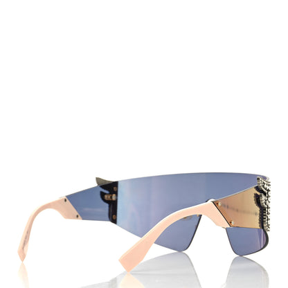 Fendi Mirrored Crystal Embellished FFreedom Shield Sunglasses FF 0382/S Pink 4 of 8