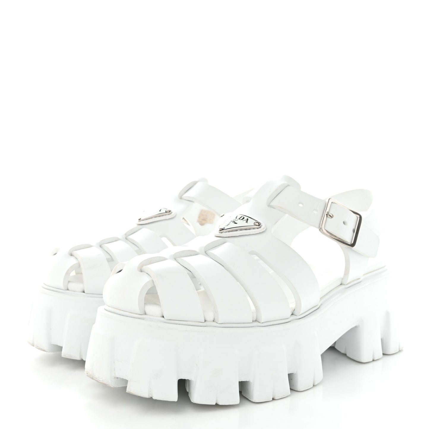 Foam Rubber Metal Triangle Logo Monolith 55mm Cage Sandals 35 White