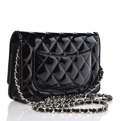 Chanel Patent Quilted Wallet On Chain WOC Black 3 of 9