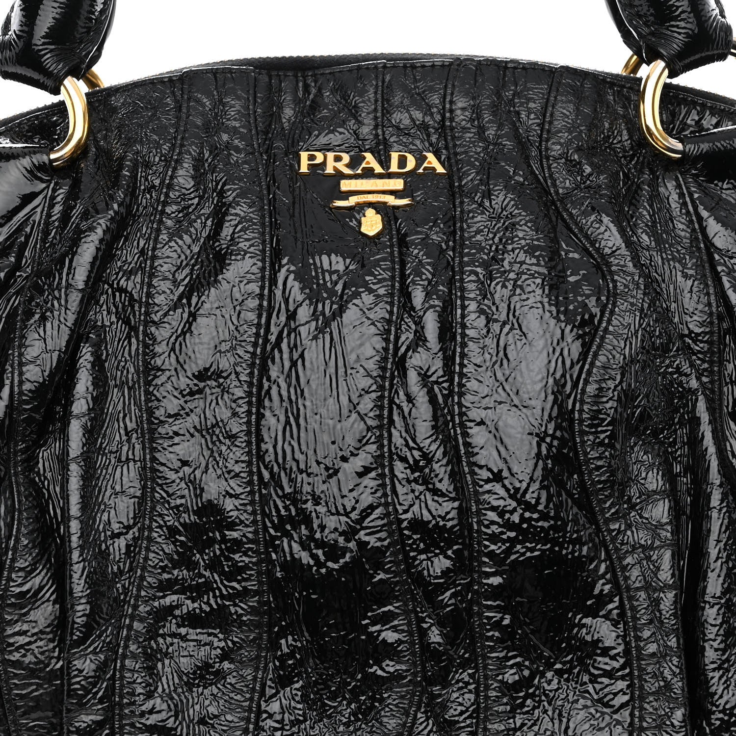 Prada Vernice Stripes Shoulder Bag Black 9 of 12