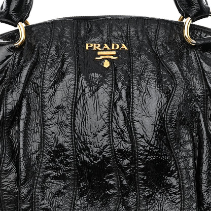 Prada Vernice Stripes Shoulder Bag Black 9 of 12
