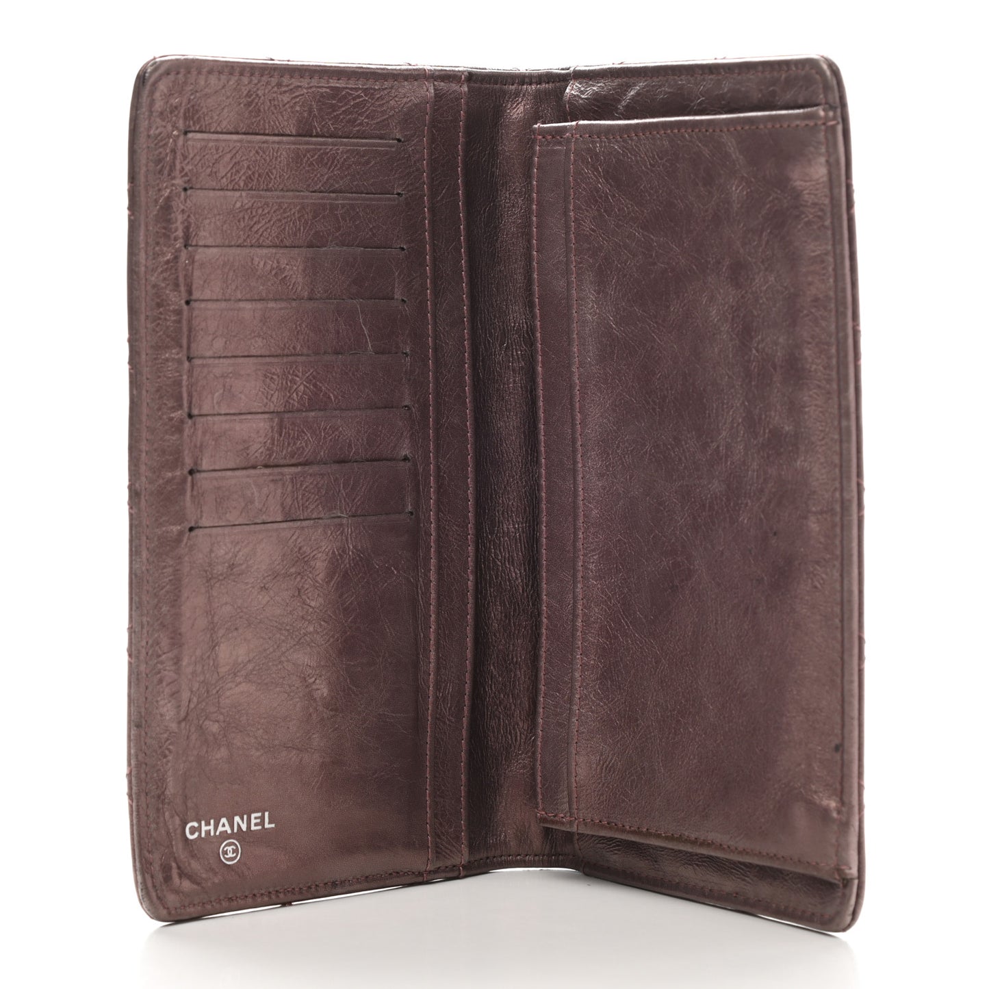 Aged Calfskin Quilted Reissue 2.55 Yen Wallet Purple