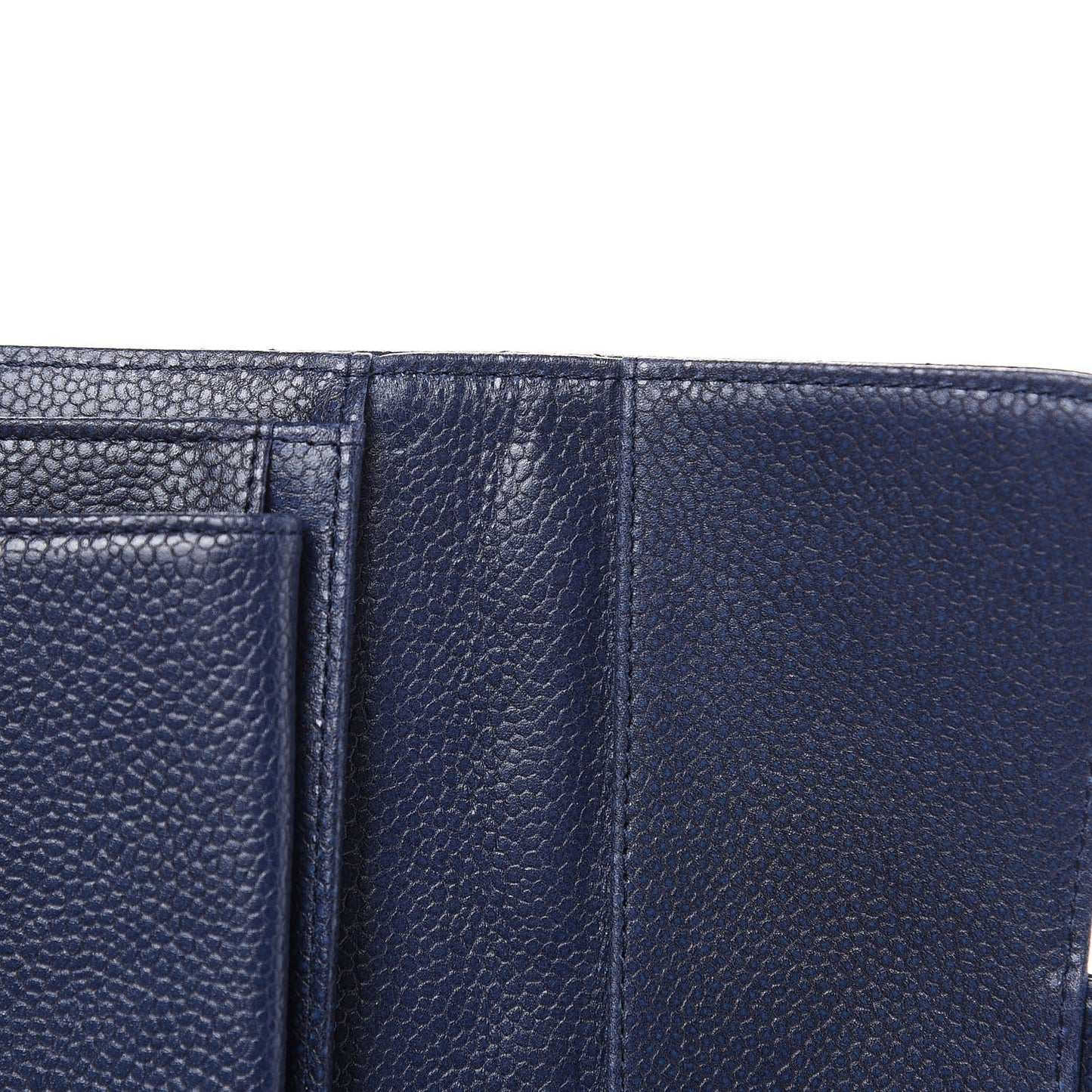 Metallic Caviar Quilted Reissue Long Flap Wallet Navy Blue