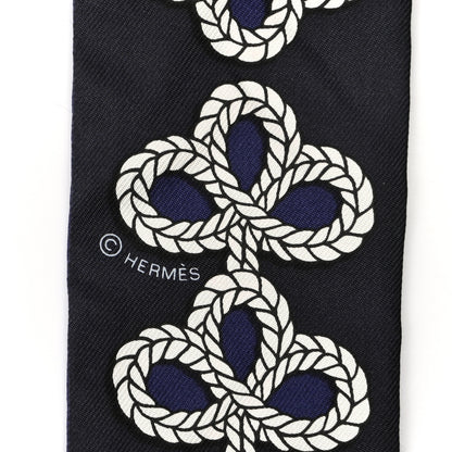 Hermes Silk Galons Et Brandebourg Twilly Indigo Rouge Vif Marine 3 of 4