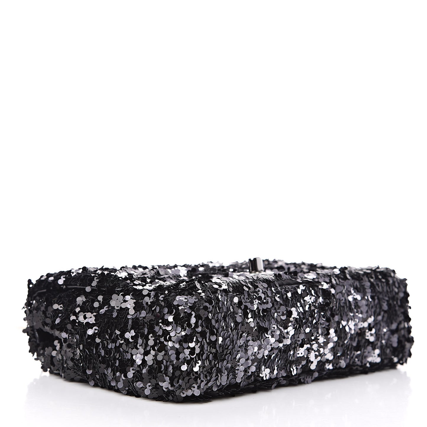Sequin Mini Rectangular Single Flap Black Silver