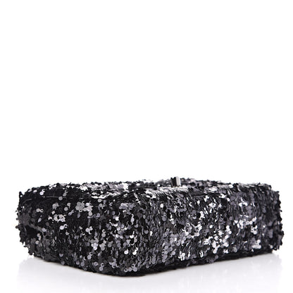 Chanel Sequin Mini Rectangular Single Flap Black Silver 4 of 10