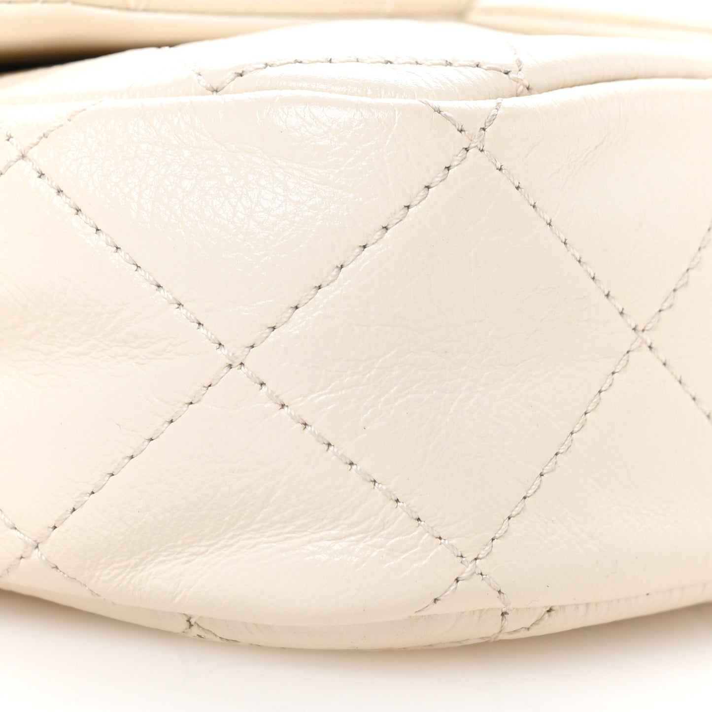 Calfskin Quilted Crystal Pearls Small Flap Bag White