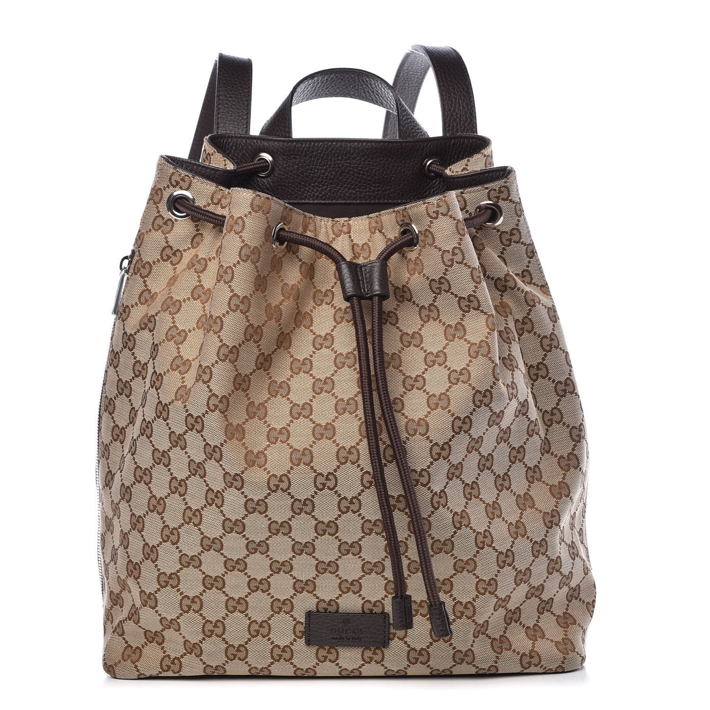 Monogram Dollar Calfskin O Drawstring Backpack Beige Ebony Testa di Moro Dark Chocolate