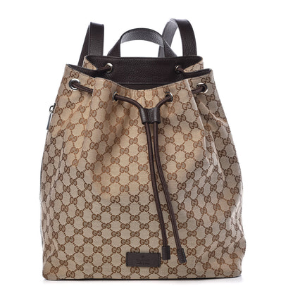 Gucci Monogram Dollar Calfskin O Drawstring Backpack Beige Ebony Testa di Moro Dark Chocolate 1 of 7
