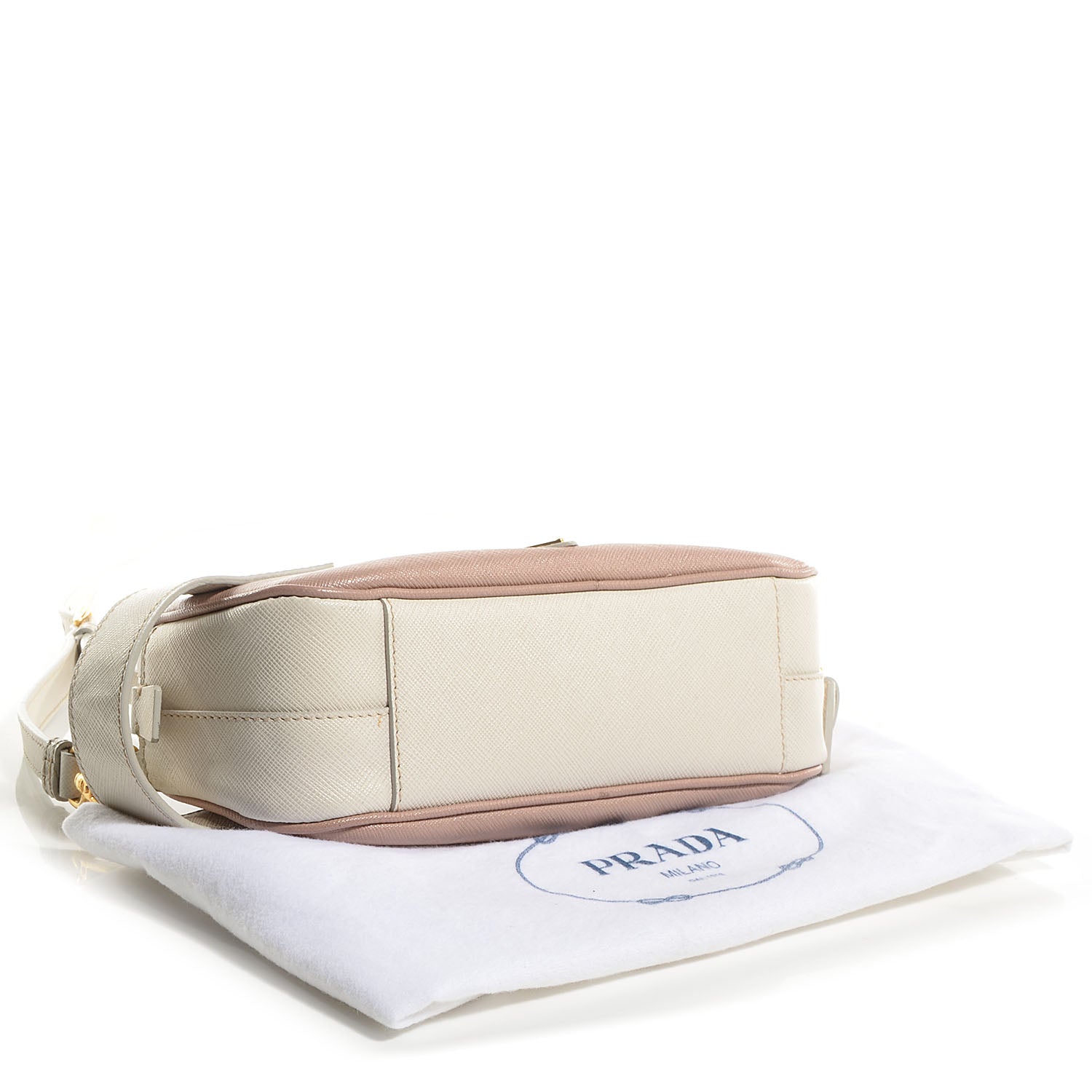 Prada Saffiano Lux Pochette Cammeo Talco 4 of 9