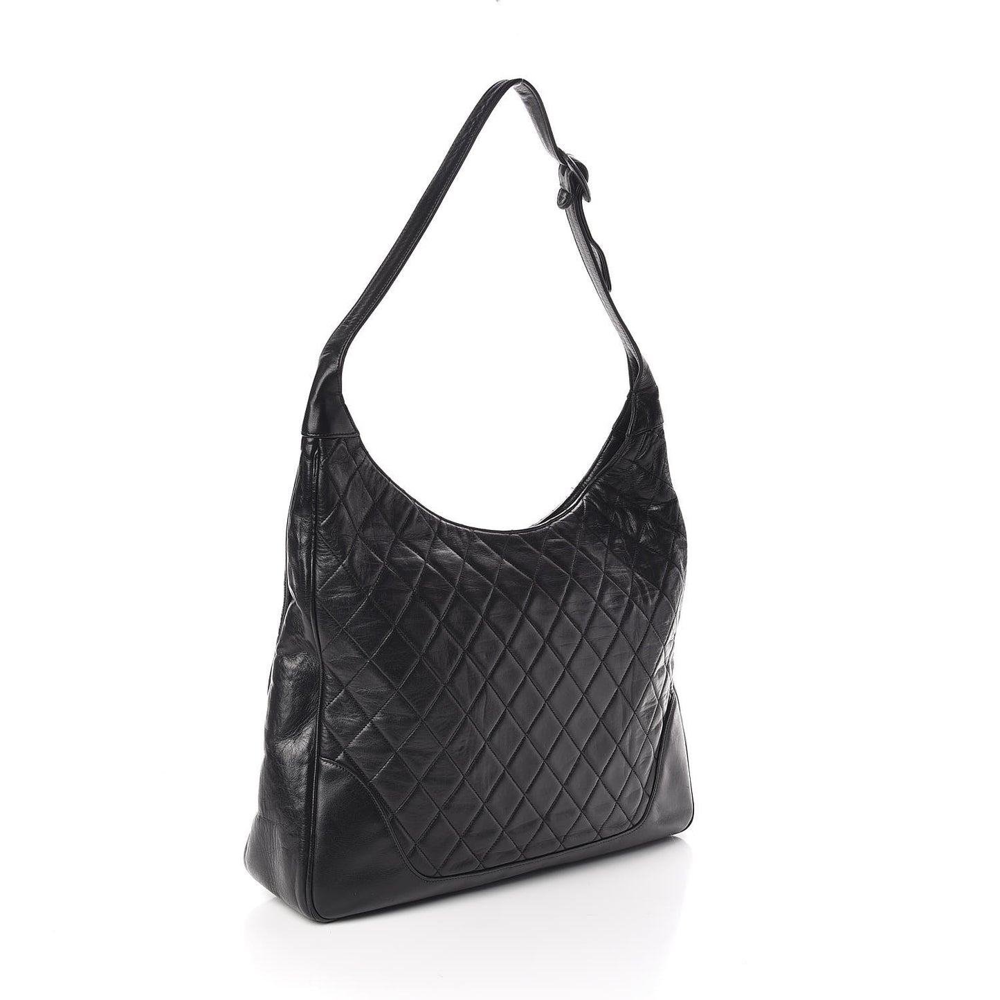 Lambskin Quilted Hobo Black