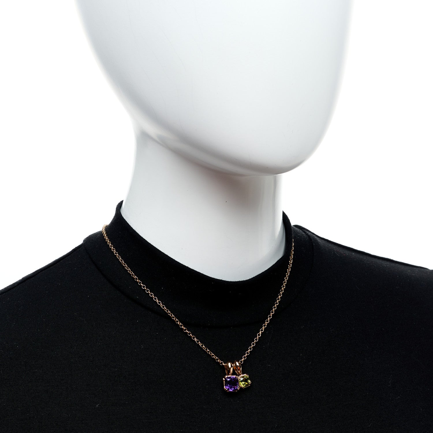 Chrome Hearts 22K Yellow Gold Amethyst Peridot Charm Pendant Necklace 2 of 7