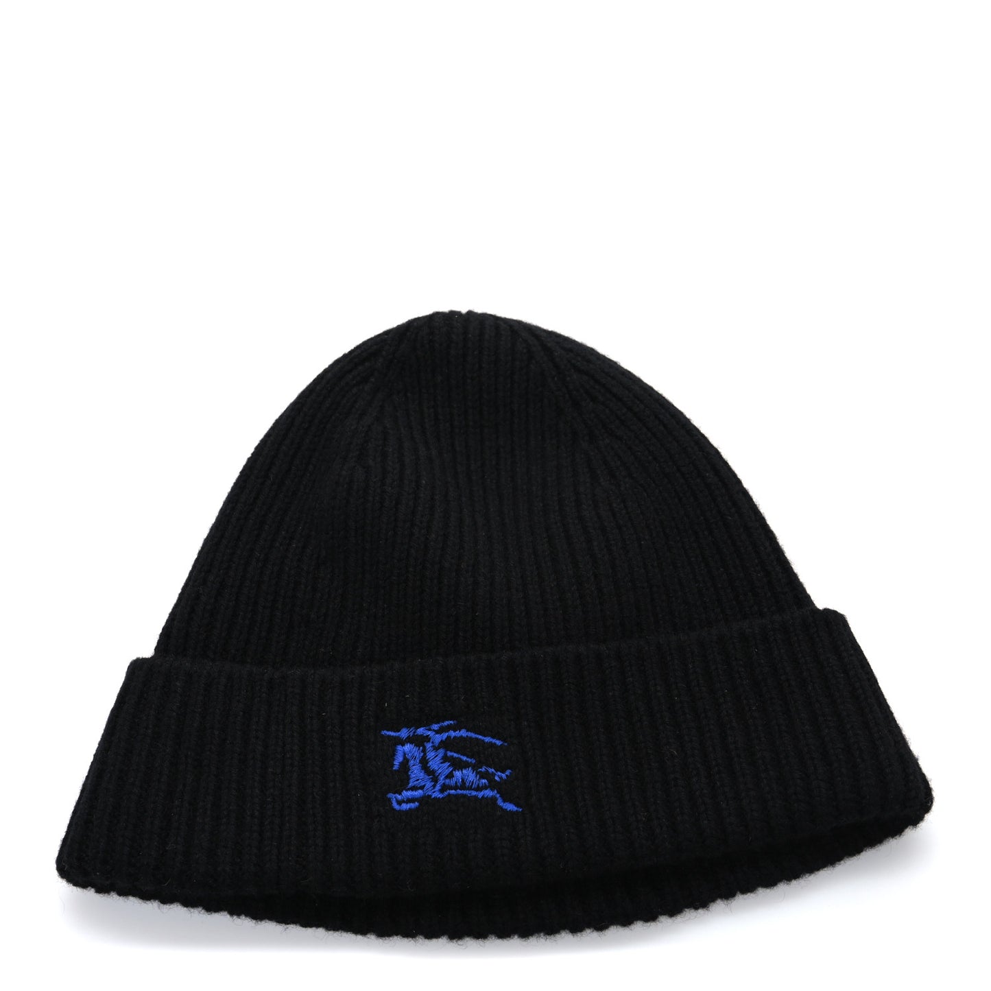 Cashmere Ribbed Beanie Hat Black