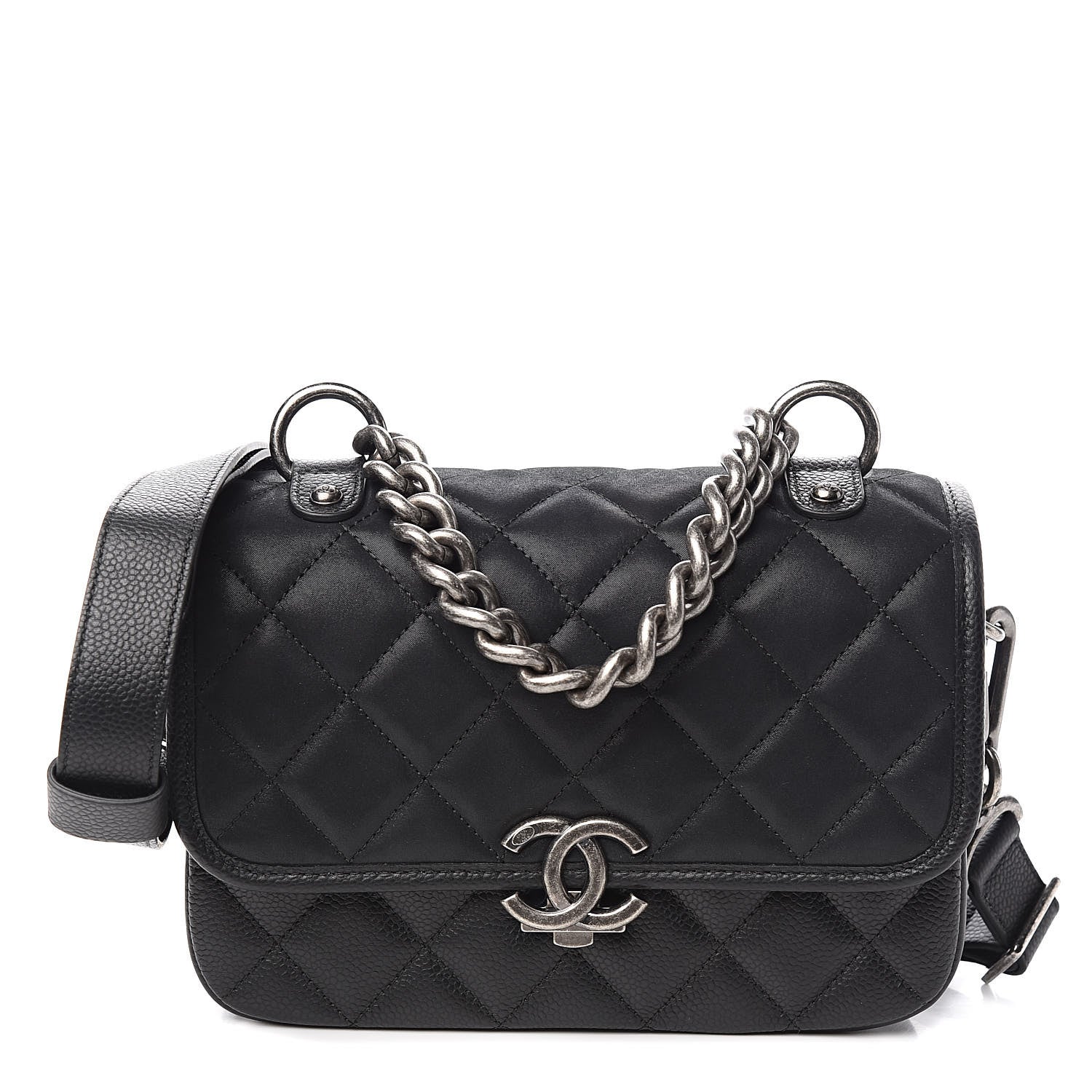 Chanel Caviar Iridescent Calfskin Quilted Small Daily Carry Messenger Black 1 of 12