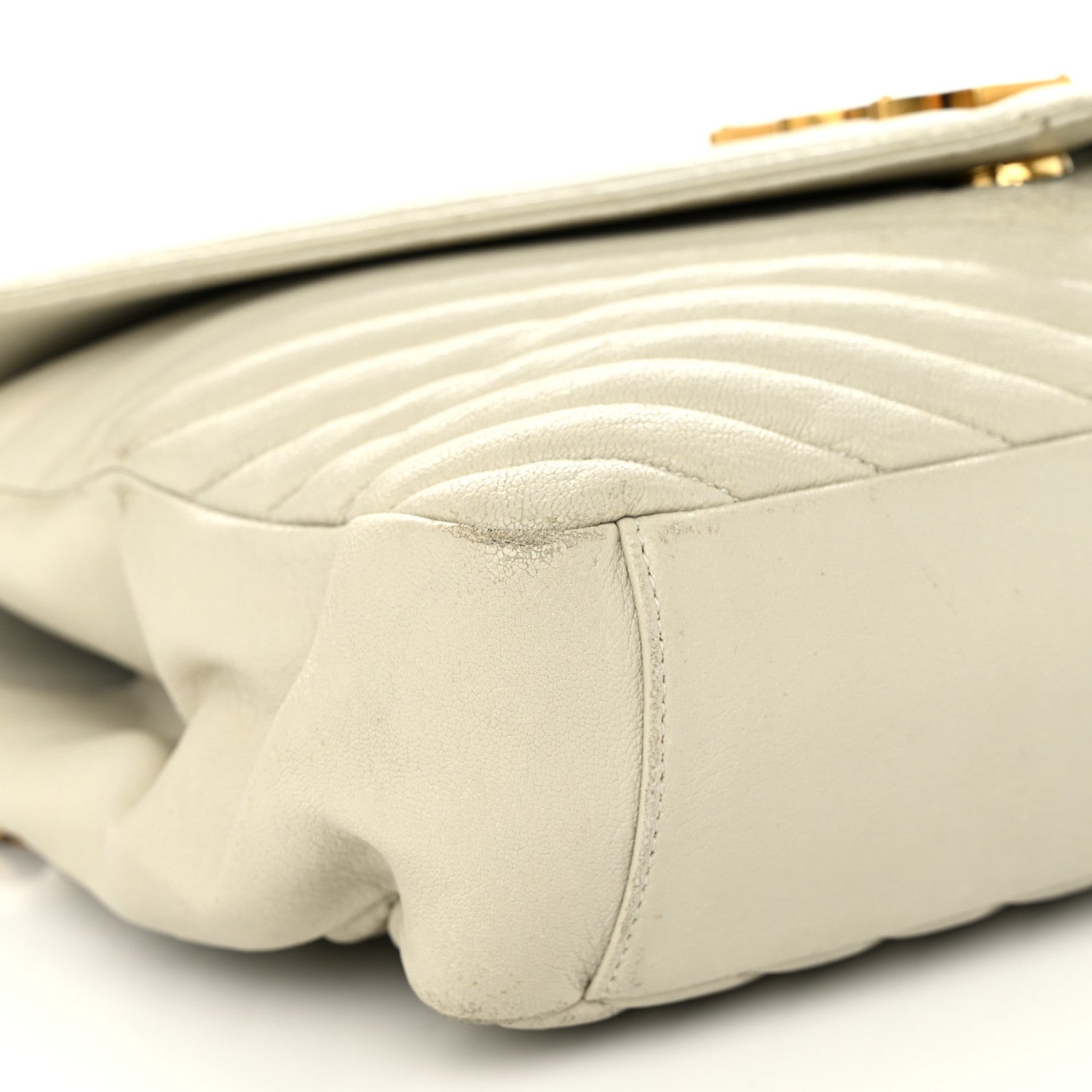 Saint Laurent Sheepskin Matelasse Chevron Monogram Large College Satchel Cream Soft 9 of 21