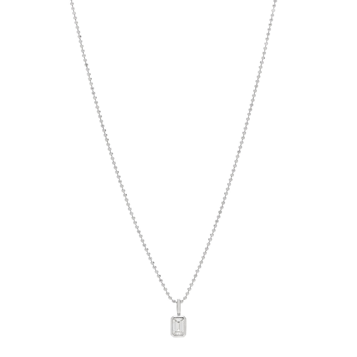 Anita Ko 18K White Gold Diamond Emerald Cut Bezeled Pendant Necklace 1 of 7