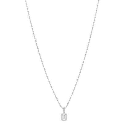 Anita Ko 18K White Gold Diamond Emerald Cut Bezeled Pendant Necklace 1 of 7
