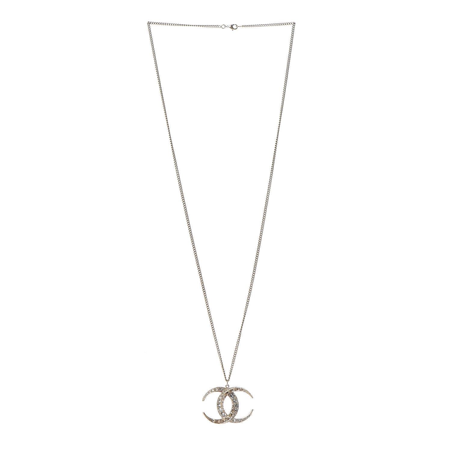 Chanel Baguette Crystal Moon CC Necklace Gold 3 of 5
