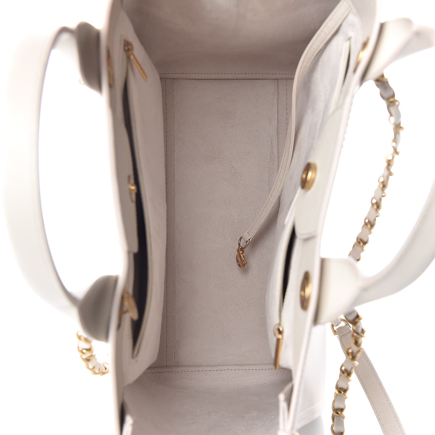 Chanel Caviar Small Studded Deauville Tote Ivory 8 of 11