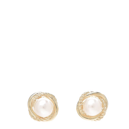 David Yurman 18K Yellow Gold Freshwater Pearl 6mm Infinity Earrings 1 of 4