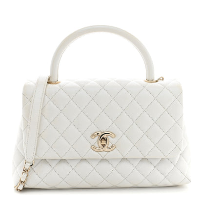 Chanel Iridescent Caviar Quilted Small Coco Handle Flap White 1 of 13