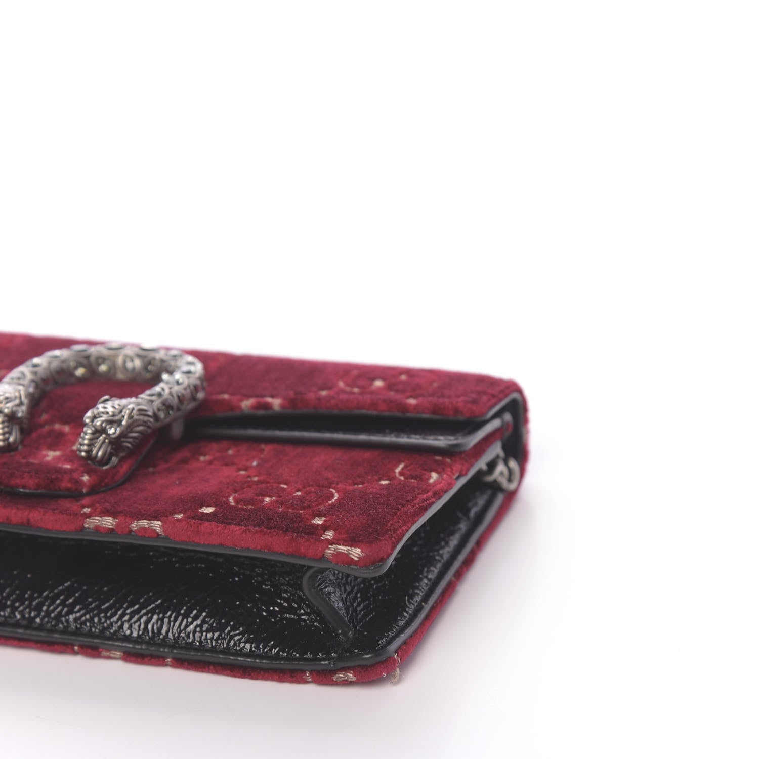 Gucci Velvet GG Monogram Super Mini Dionysus Shoulder Bag Red Cipria Black 8 of 9