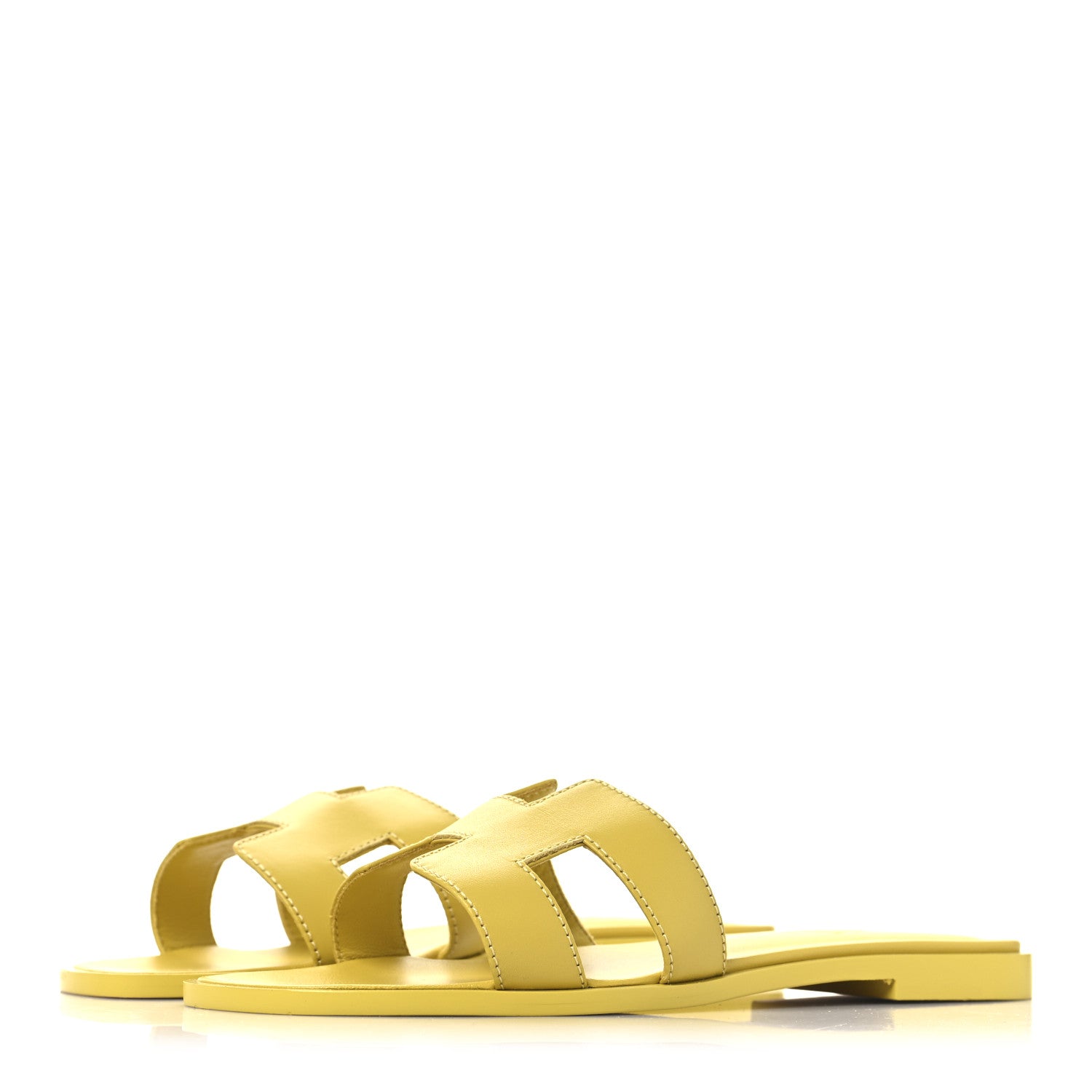 Hermes Box Calfskin Oran Sandals 36.5 Jaune Citron 4 of 9