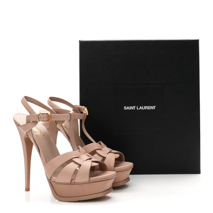 Saint Laurent Calfskin Tribute 105 Platform Sandals 38.5 Nude 11 of 11