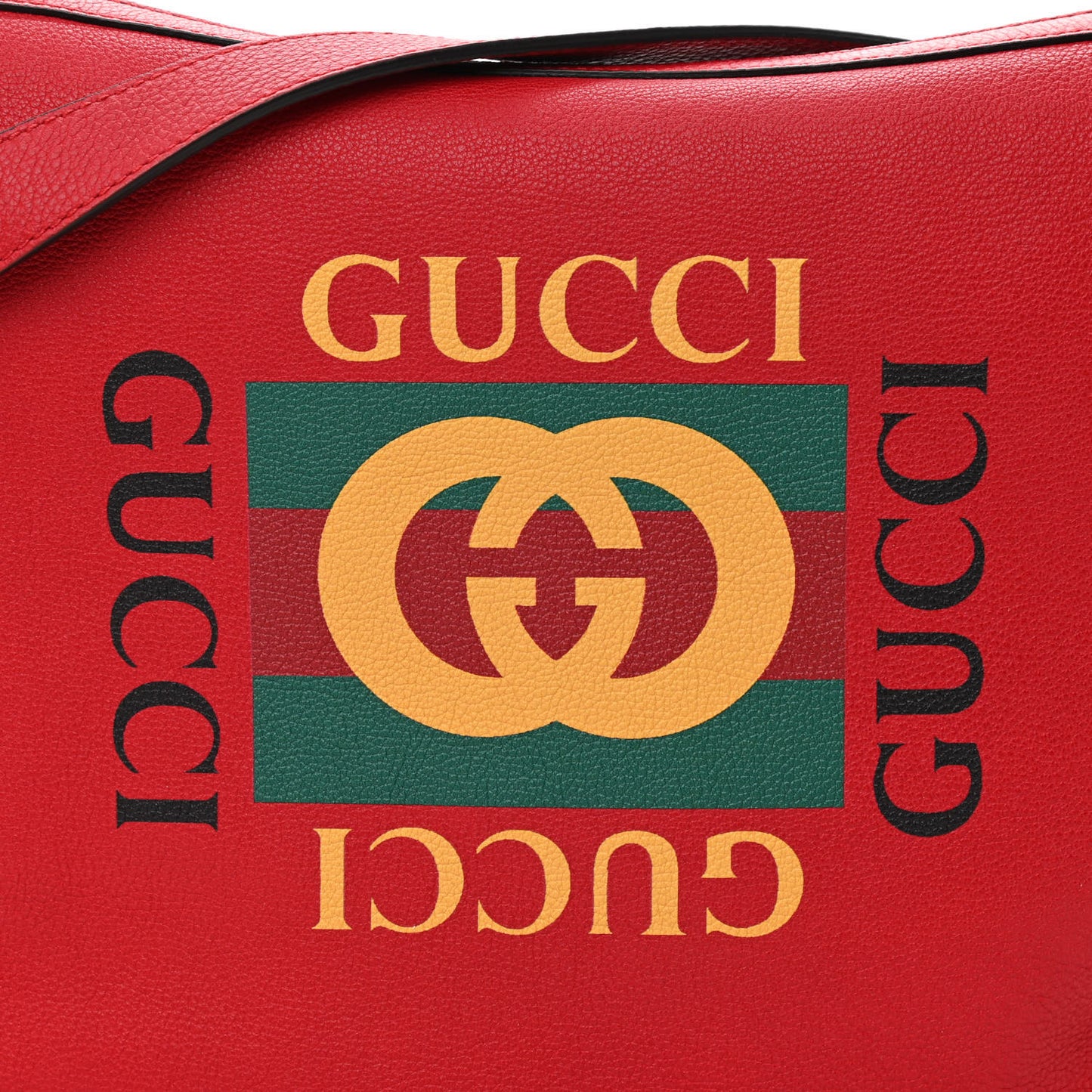 Grained Calfskin Logo Half Moon Hobo Red