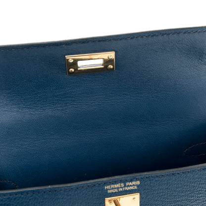 Hermes Chevre Mysore Mini Kelly Sellier 20 Bleu Saphir 12 of 14