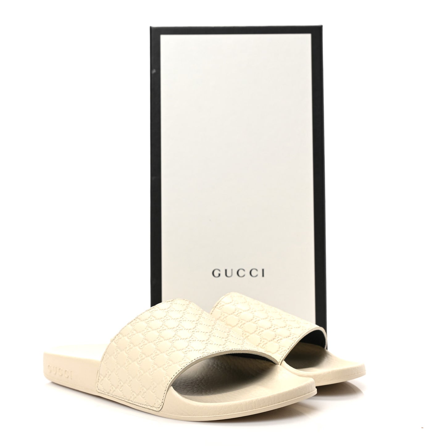 Microguccissima Slide Sandals 37 Ivory