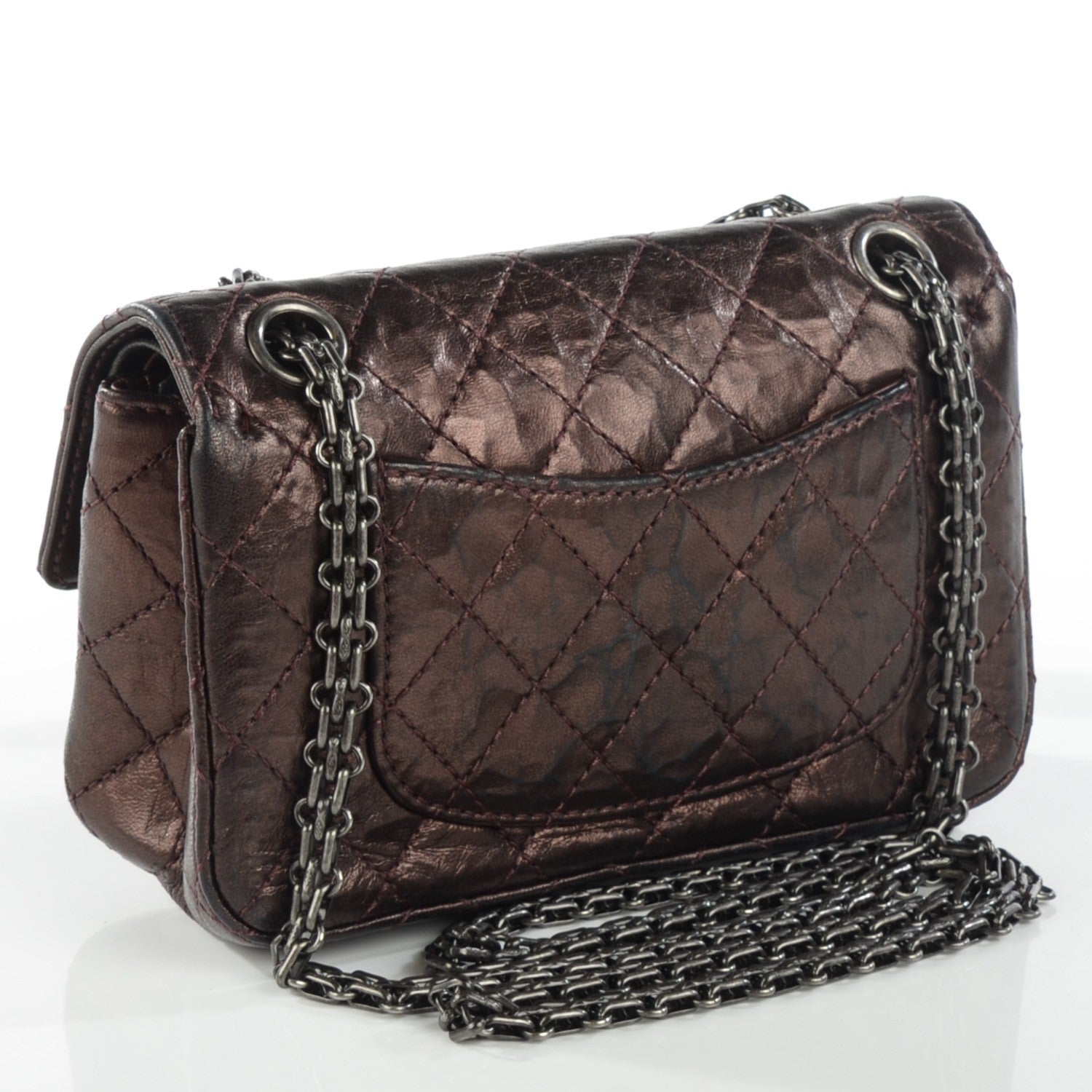 Chanel Metallic Glazed Calfskin 2.55 Reissue 224 Flap Brown 3 of 9