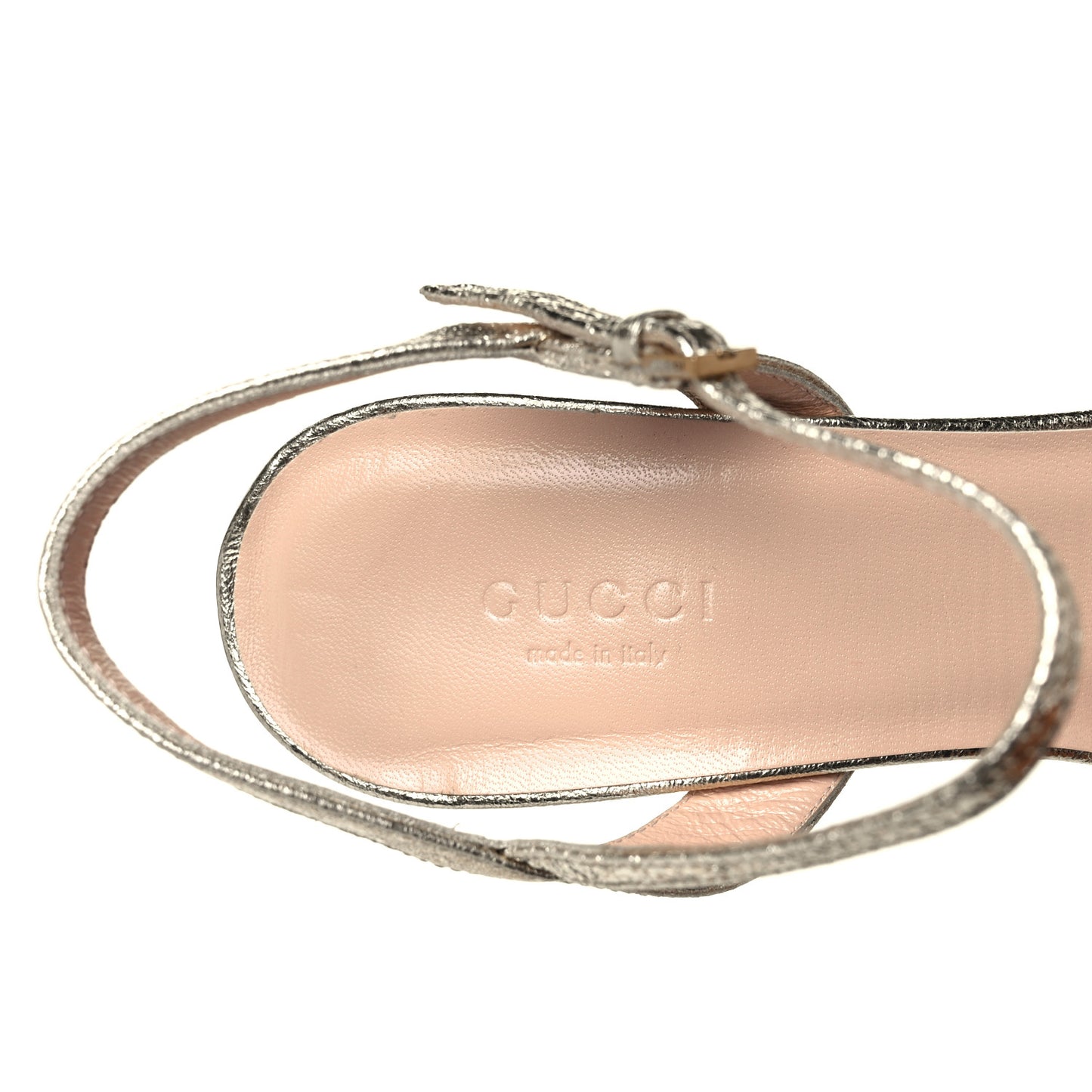 Galassia GG Marmont Ankle Wrap 75mm Sandals 38.5 Platino