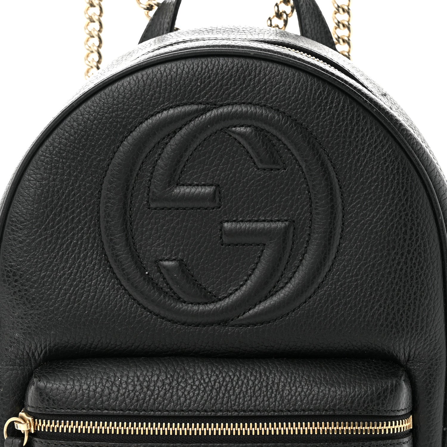 Gucci Pebbled Calfskin Soho Chain Backpack Black 8 of 17