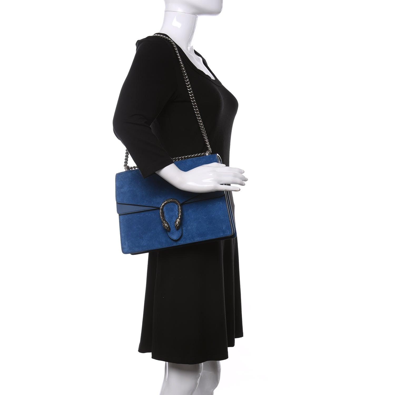 Gucci Suede Medium Dionysus Shoulder Bag Blue 2 of 14