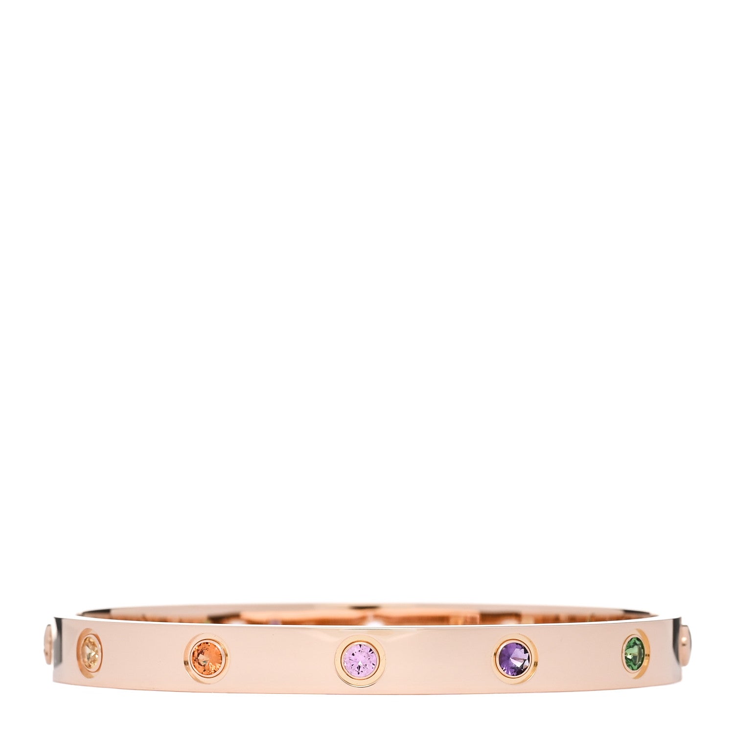 Cartier 18K Pink Gold Sapphire Garnet Amethyst LOVE Bracelet 16