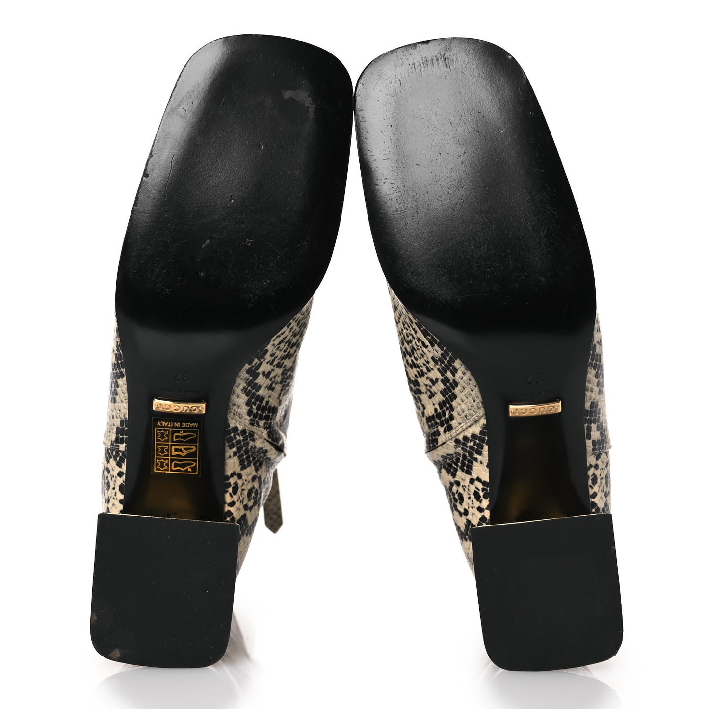 Calfskin Snakeskin Embossed Charlotte Horsebit 55mm Ankle Boots 37 Multicolor