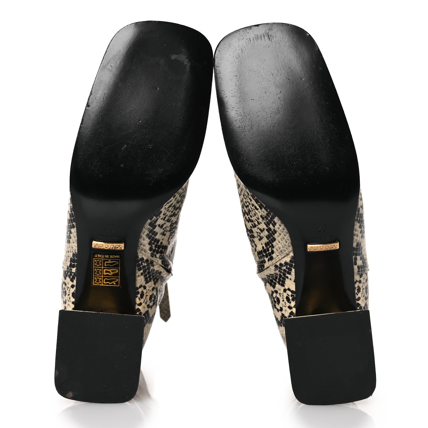 Gucci Calfskin Snakeskin Embossed Charlotte Horsebit 55mm Ankle Boots 37 Multicolor 6 of 15