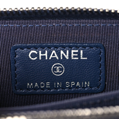 Chanel Lambskin Quilted Zip Coin Purse Dark Blue 6 of 8