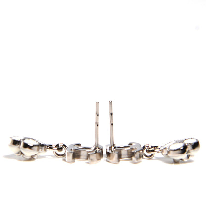 Chanel Enamel CC Camellia Drop Earrings Silver 4 of 5