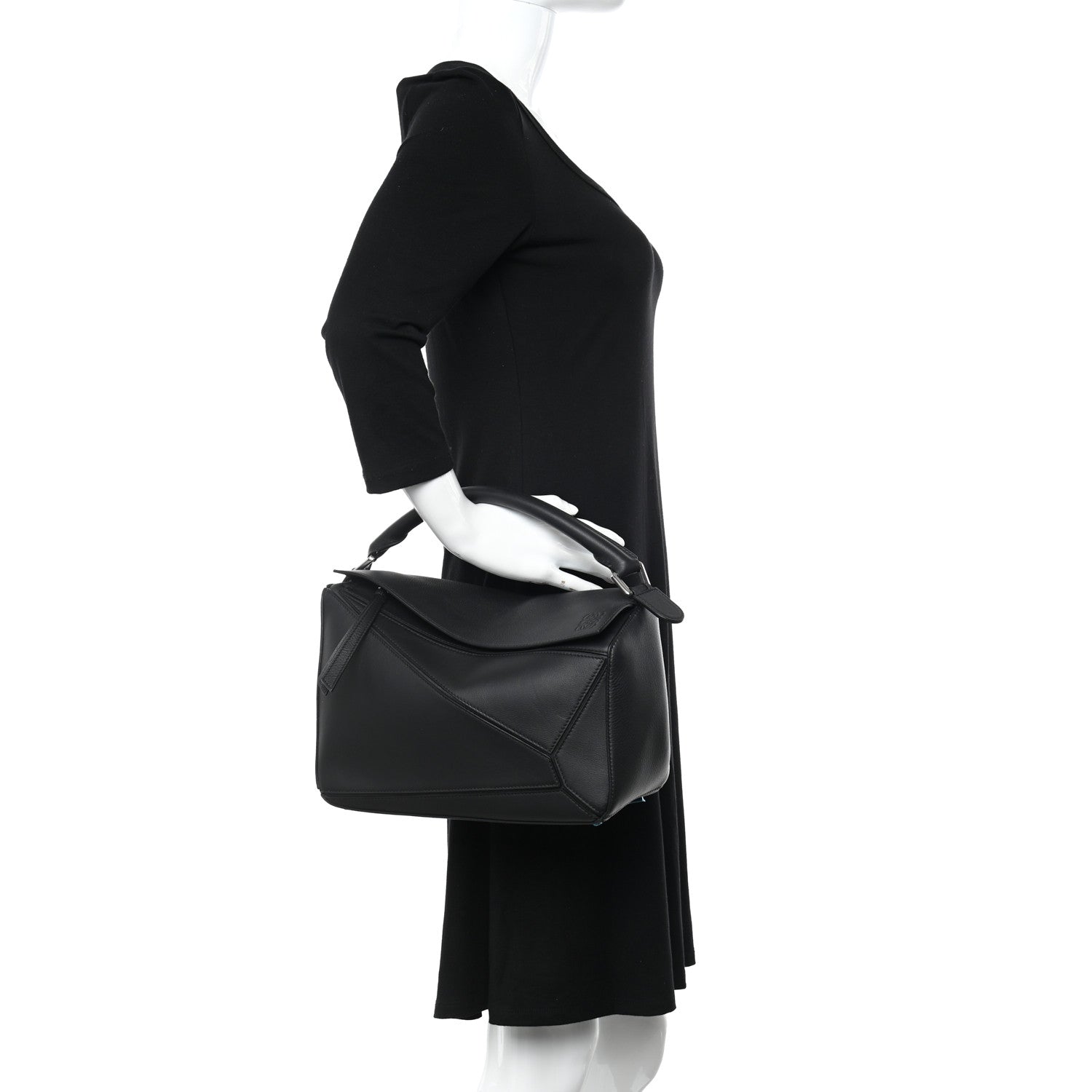 Loewe Calfskin Medium Puzzle Bag Black 2 of 9
