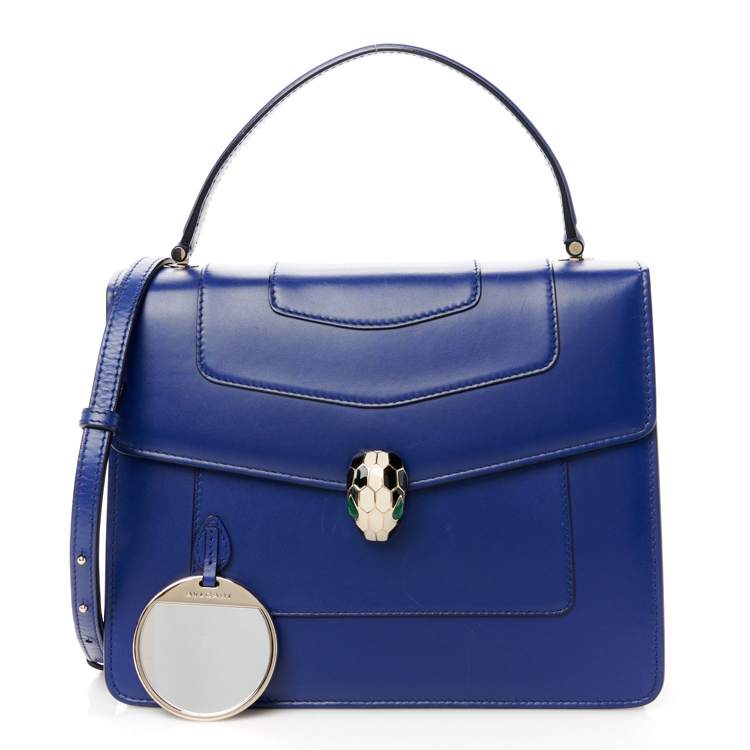 Bulgari Calfskin Large Serpenti Forever Top Handle Blue 3 of 13