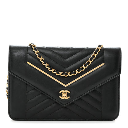 Chanel Lambskin Reversed Chevron Quilted Flap Black 1 of 11
