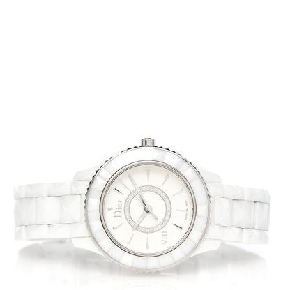 Christian Dior Stainless Steel Ceramic Diamond 33mm Dior VIII Automatic Watch White 3 of 6
