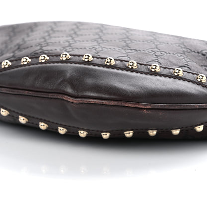 Gucci Calfskin Embossed Monogram Studded Pelham Messenger Bag Dark Brown 10 of 14