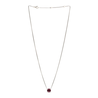 David Yurman Sterling Silver Diamond Rhodolite Garnet 9mm Petite Chatelaine Pendant Necklace 3 of 4