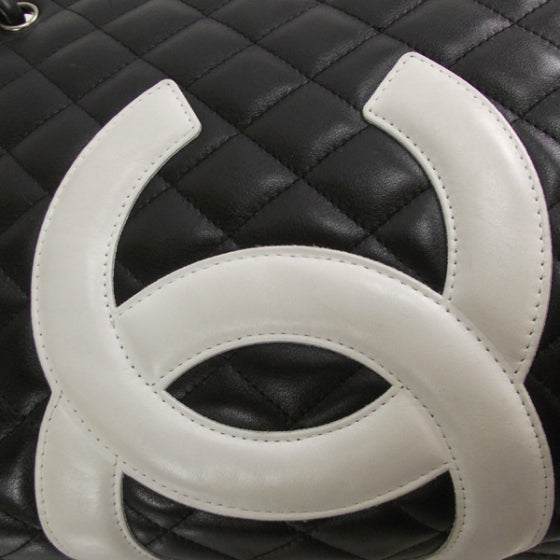 Chanel Calfskin Quilted Medium Cambon Tote Black White 6 of 12