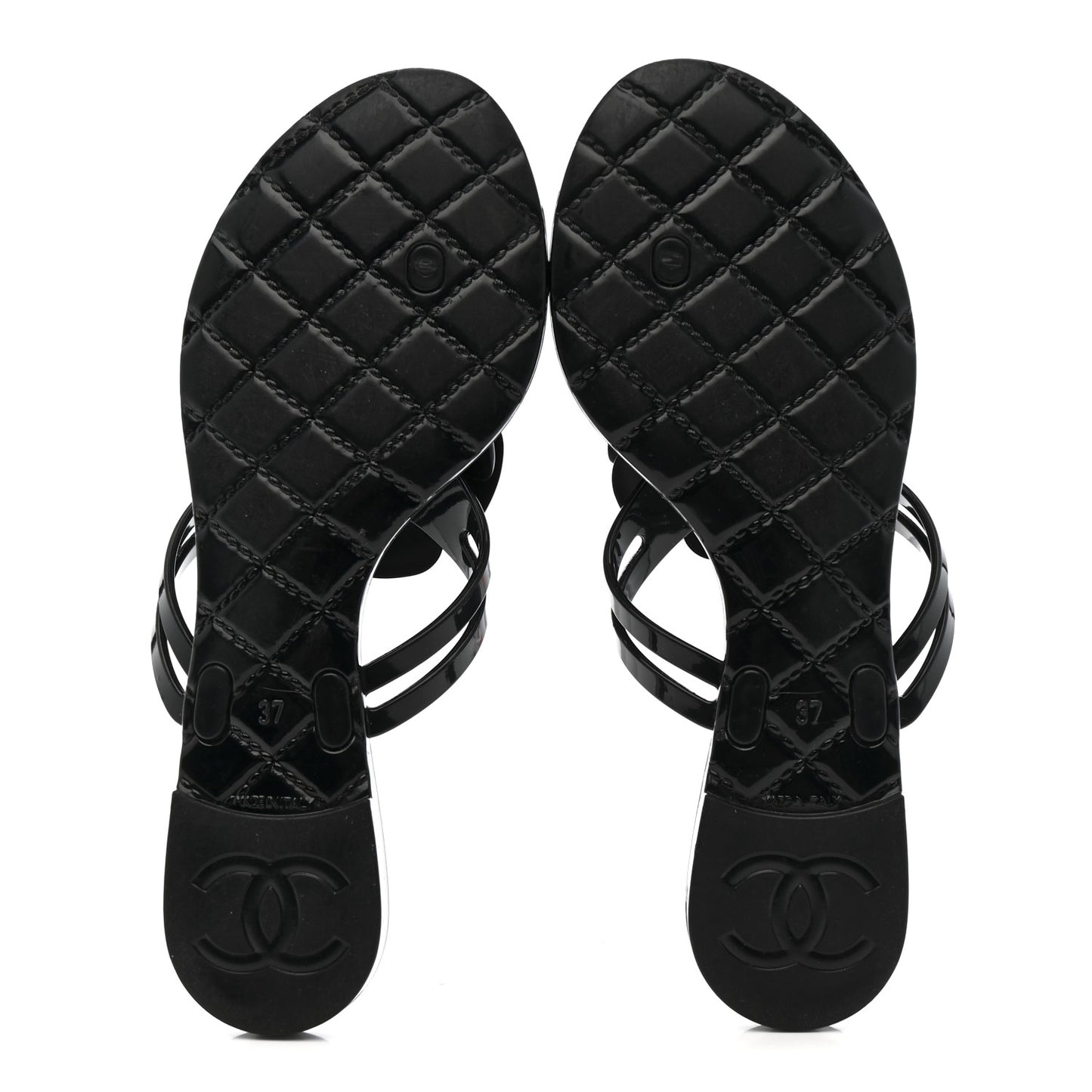 Jelly Camellia Thong Sandals 37 Black