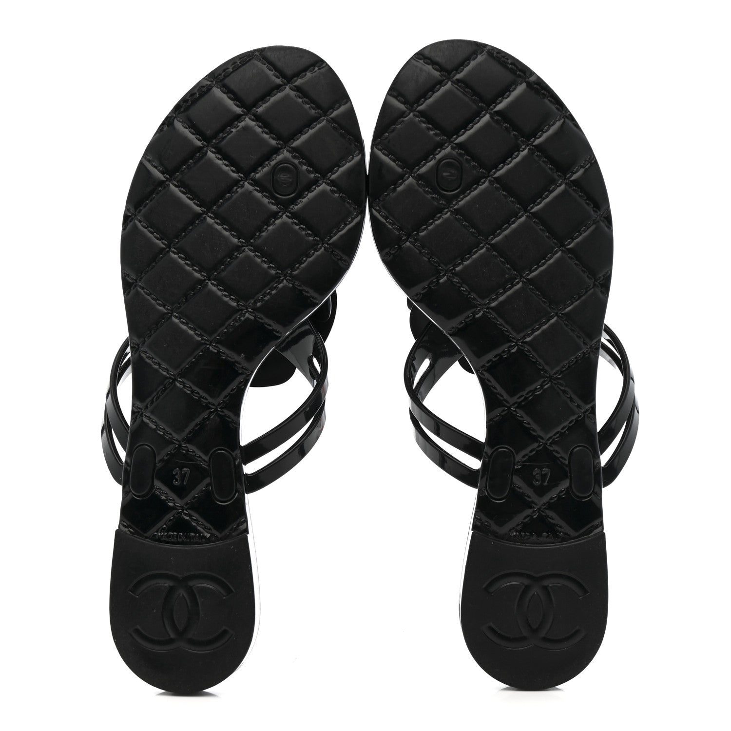 Chanel Jelly Camellia Thong Sandals 37 Black 6 of 10