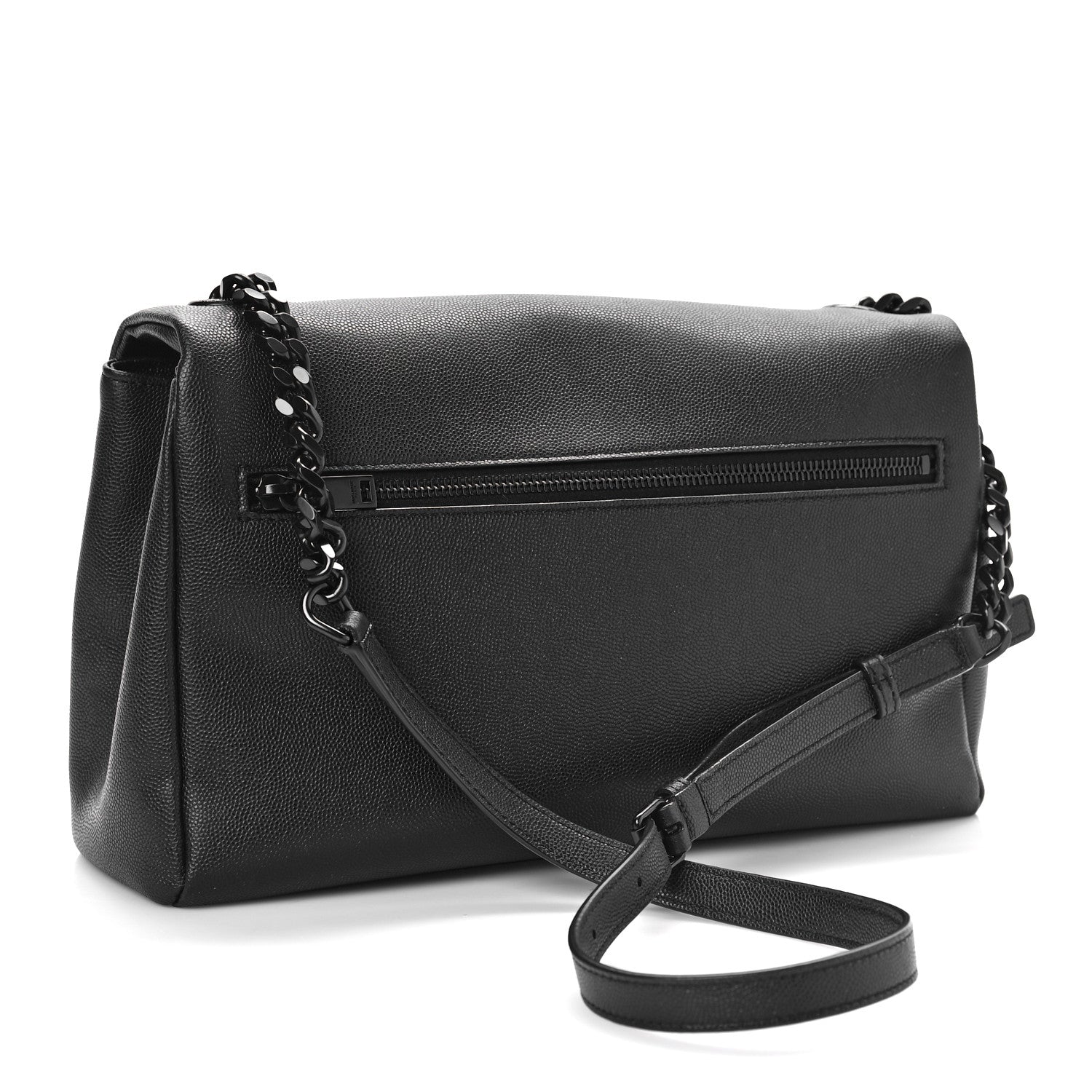 Saint Laurent Grain De Poudre Medium West Hollywood Monogram Fold-Over Black 3 of 8